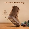 image:imageDREAM PAIRS Girls Boots Kids Boys Winter Mid Boot  Snow Faux Fur Lining Warm Little Big Kid Pull on Cold Outfits with Non Slip Outsole for Safe WalkingBrown