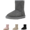 image:imageDREAM PAIRS Girls Boots Kids Boys Winter Mid Boot  Snow Faux Fur Lining Warm Little Big Kid Pull on Cold Outfits with Non Slip Outsole for Safe WalkingGrey