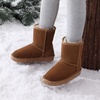 image:imageDREAM PAIRS Girls Boots Kids Boys Winter Mid Boot  Snow Faux Fur Lining Warm Little Big Kid Pull on Cold Outfits with Non Slip Outsole for Safe WalkingChesnut