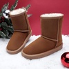 image:imageDREAM PAIRS Girls Boots Kids Boys Winter Mid Boot  Snow Faux Fur Lining Warm Little Big Kid Pull on Cold Outfits with Non Slip Outsole for Safe WalkingChesnut