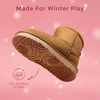 image:imageDREAM PAIRS Girls Boots Toddler Kids Winter Shoes  Warm Short Ankle Snow Anti Slip Booties for Little Big Kid Fuzzy Lining Stylish Faux Fur UpperCamel