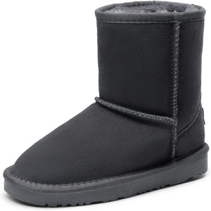 image:imageDREAM PAIRS Girls Boots Kids Boys Winter Mid Boot  Snow Faux Fur Lining Warm Little Big Kid Pull on Cold Outfits with Non Slip Outsole for Safe WalkingGrey