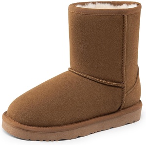 image:imageDREAM PAIRS Girls Boots Kids Boys Winter Mid Boot  Snow Faux Fur Lining Warm Little Big Kid Pull on Cold Outfits with Non Slip Outsole for Safe WalkingBrown