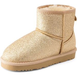 image:imageDREAM PAIRS Girls Boots Toddler Kids Winter Shoes  Warm Short Ankle Snow Anti Slip Booties for Little Big Kid Fuzzy Lining Stylish Faux Fur UpperGold