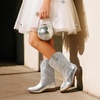 image:imageDREAM PAIRS Girls Boys Cowboy Cowgirl BootsSilver