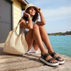 image:imageDREAM PAIRS Waterproof Lightweight Platform SandalsBlackWhite