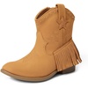 image:imageDREAM PAIRS Girls Cowboy Cowgirl Western BootsCamelsuede