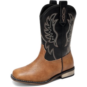 image:imageDREAM PAIRS Boys Girls Cowboy Cowgirl Kids BootsBlackTan