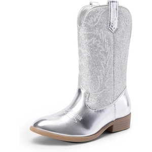 image:imageDREAM PAIRS Girls Boys Cowboy Cowgirl BootsSilver