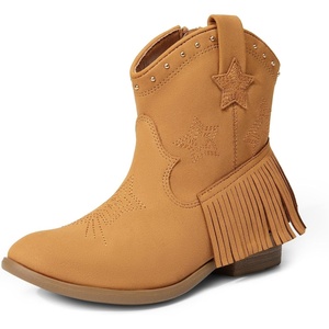 image:imageDREAM PAIRS Girls Cowboy Cowgirl Western BootsCamelsuede