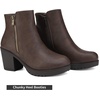 image:imageDREAM PAIRS Womens Chunky Heel Platform Ankle BootsBrownPu