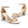 image:imageDREAM PAIRS Womens Comfort Block Heel SandalsGoldRhinestone
