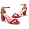 image:imageDREAM PAIRS Womens Comfort Block Heel SandalsRedRhinestone