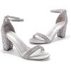 image:imageDREAM PAIRS Womens Comfort Block Heel SandalsSilverRhinestone