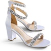image:imageDREAM PAIRS Womens Comfort Block Heel SandalsWhitesatin