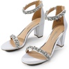 image:imageDREAM PAIRS Womens Comfort Block Heel SandalsWhitesatin