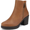image:imageDREAM PAIRS Womens Chunky Heel Platform Ankle BootsTanPu