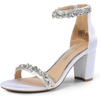 image:imageDREAM PAIRS Womens Comfort Block Heel SandalsWhitesatin