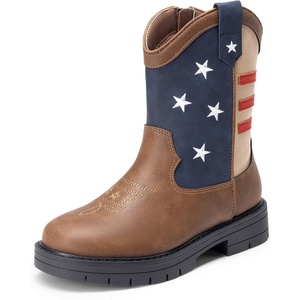 image:imageDREAM PAIRS Boys Cowboy Boots Kids Western BootsBrownNavy