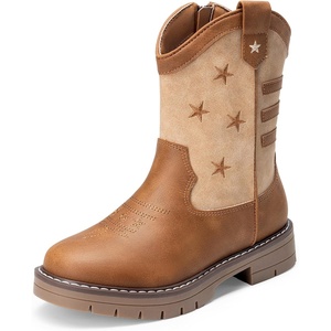 image:imageDREAM PAIRS Boys Cowboy Boots Kids Western BootsLight Brown