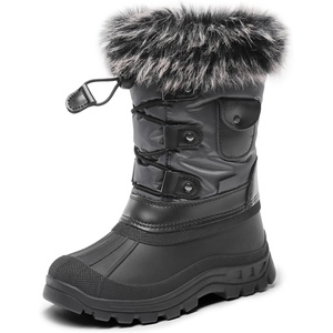 image:imageDREAM PAIRS Girls Snow Waterproof Winter BootsGreyBlack