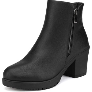 image:imageDREAM PAIRS Womens Chunky Heel Platform Ankle BootsBlackPu