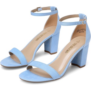 image:imageDREAM PAIRS Womens Comfort Block Heel SandalsBabyBlueSuede