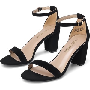 image:imageDREAM PAIRS Womens Comfort Block Heel SandalsBlackNubuck