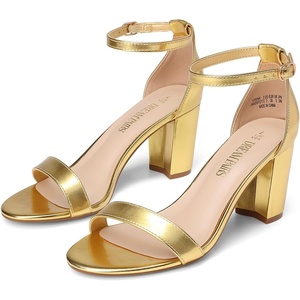 image:imageDREAM PAIRS Womens Comfort Block Heel SandalsGoldmetallic