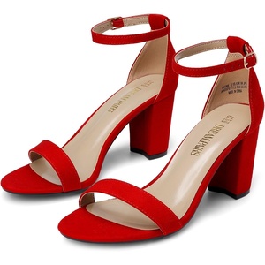 image:imageDREAM PAIRS Womens Comfort Block Heel SandalsRed1