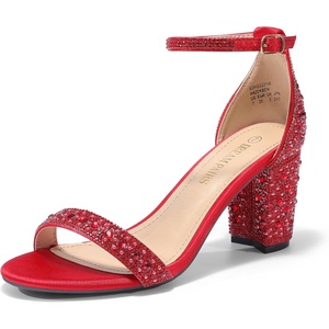 image:imageDREAM PAIRS Womens Comfort Block Heel SandalsRedRhinestone