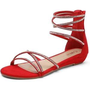 image:imageDREAM PAIRS Womens Strappy Dressy Flat SandalsRed