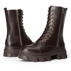 image:imageDREAM PAIRS Womens Combat Boots Lace up Mid Calf BootsBrownpu