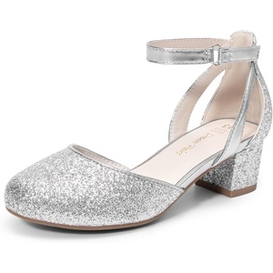 image:imageDREAM PAIRS Girls Dress Shoes Flower Wedding HeelsSilver