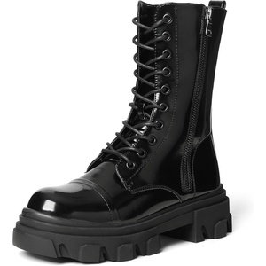 image:imageDREAM PAIRS Womens Combat Boots Lace up Mid Calf BootsBlack