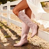 image:imageDREAM PAIRS Cowboy Cowgirl Knee High Boots for WomenLight Pink