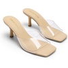 image:imageDREAM PAIRS Womens Comfort Square Toe Kitten Mule HeelsNudeClear