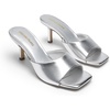 image:imageDREAM PAIRS Womens Comfort Square Toe Kitten Mule HeelsSilver