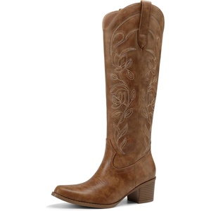 image:imageDREAM PAIRS Cowboy Cowgirl Knee High Boots for WomenBrown