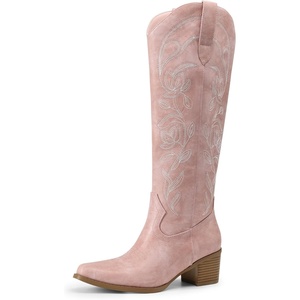 image:imageDREAM PAIRS Cowboy Cowgirl Knee High Boots for WomenLight Pink