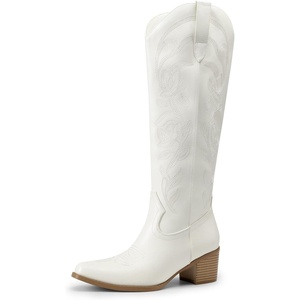 image:imageDREAM PAIRS Cowboy Cowgirl Knee High Boots for WomenWhite