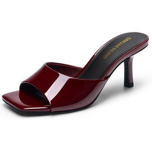 image:imageDREAM PAIRS Womens Comfort Square Toe Kitten Mule HeelsBurgundy